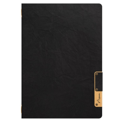 Menu card A4 Nature, with one insert (4 pages), made of cellulose, black