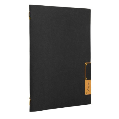 Menu card A4 Nature, with one insert (4 pages), made of cellulose, black