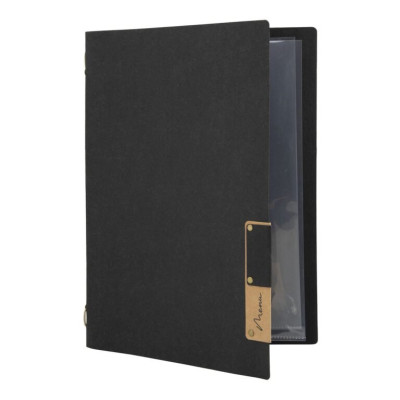 Menu card A4 Nature, with one insert (4 pages), made of cellulose, black