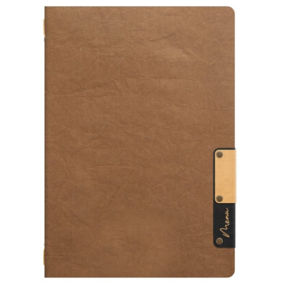 Menu card A5 Nature, with one insert (4 pages), made of cellulose, brown