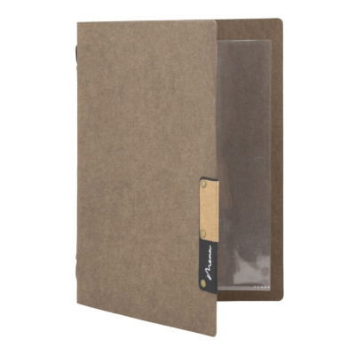 Menu card A5 Nature, with one insert (4 pages), made of cellulose, brown