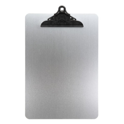 Simple menu A4 for the daily menu with clip, made of metal, silver color