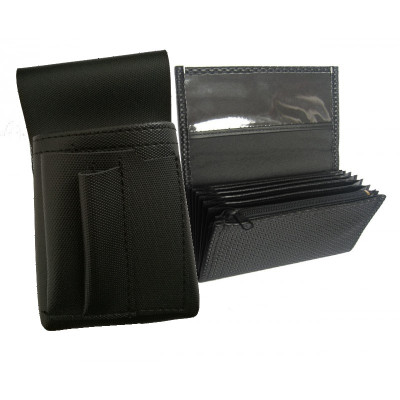 Leatherette set - cash register (black, ribbed, 2 zips) and New Barex pocket