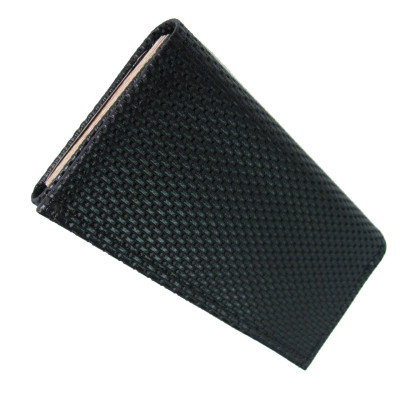 Waiter cashier bag - 2 zippers, leatherette, ribbed, black