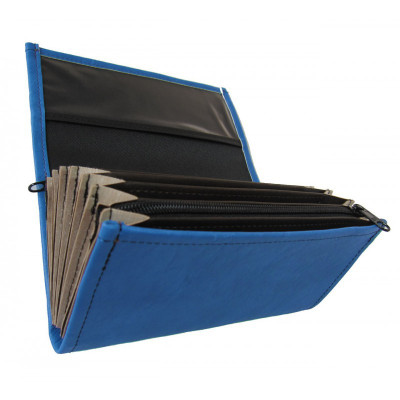Waitress cashier bag - 2 zippers, leatherette, blue