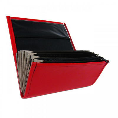 Waiter cashier bag - 2 zippers, leatherette, red