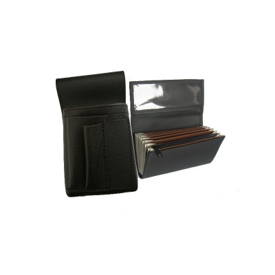 Leatherette set - cash register (black, imitation leather, 2 zips) and New Barex pocket