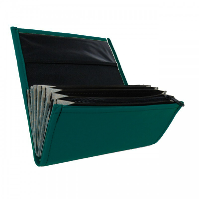 Waitress cashier bag - 2 zippers, leatherette, dark green