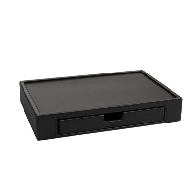 Leather tray with drawer 300 x 50 x 200 mm The Londoner Noir, black