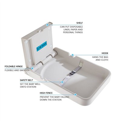 HOTELUM Vertical wall-mounted changing table, white, 86×56×46 cm