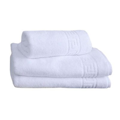Towel RHODOS, 70x140 cm, 450 g/m2, Greek pattern, white (MOQ: 5PCS/BOX)