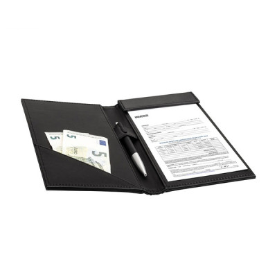 Leather bill plates 128 x 240 x 20 mm The Londoner Noir, black (Sale is possible only in quantities of 5 pieces)