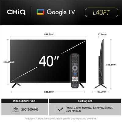 CHiQ L40FT – FHD LED Google TV, 40” (102 cm), 2+2 year warranty