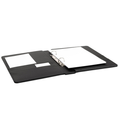 Leather binder A5 193 x 245 x 40 mm The Londoner Noir, black (Sale is possible only in quantities of 4 pieces)