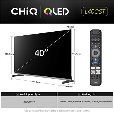 CHiQ L40QST – FHD QLED ultra-thin metallic Google TV, 40” (102 cm)