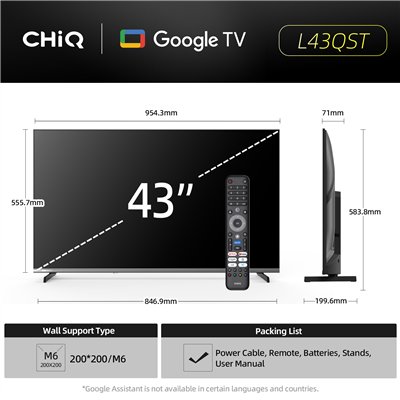 CHiQ L43QST – FHD QLED Google TV with Android TV 14, 43” (109 cm)