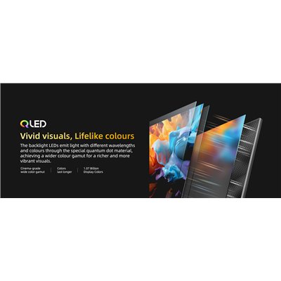 CHiQ U50QST – UHD QLED ultra-thin metallic Google TV with DLG 120 Hz, 50” (127 cm), 2+2 year warranty