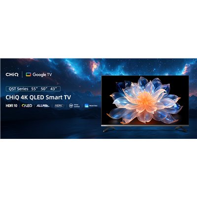 CHiQ U43QST – Televizor Google UHD QLED fără ramă cu DLG 120 Hz, 43” (109 cm), ultrasubțire, garanție 2+2 ani