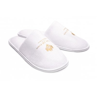 Velor slippers Vittore De Conti, white, closed toe