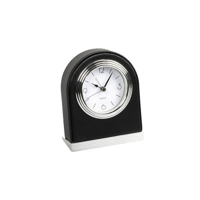 Leather alarm clock 101 x 125 x 46 mm The Londoner Noir, black