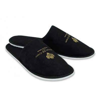 Velor slippers Vittore De Conti, black, closed toe