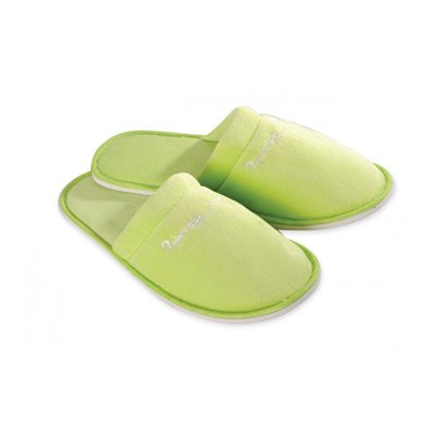 Papuci Nature Philosophy, velur frotir verde, cu vârf închis