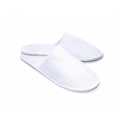 Terry slippers, white, closed toe, 28 cm
