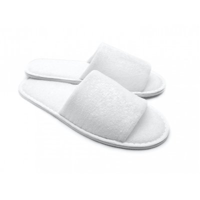 Terry slippers, white, open toe