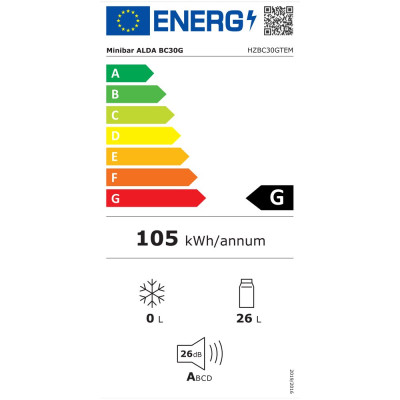 Thermoelectric minibar BC30G, glazed, black, 30 l