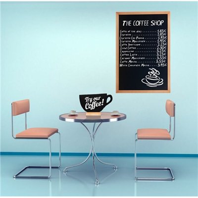 Wall-mounted writing board WOODY with marker, 60x80 cm, black
