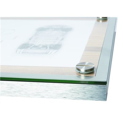 Hardwood board with stainless steel edge, A4, Oak