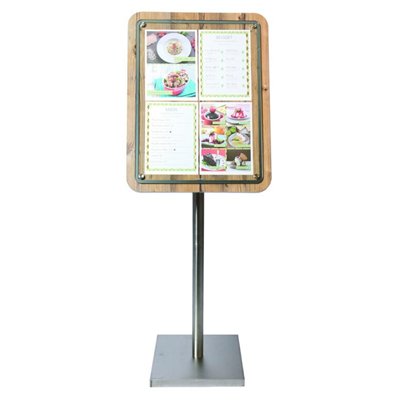 Hardwood board with stainless steel edge, 57x75 cm, Oak