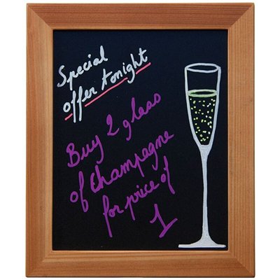 Wall-mounted writing board WOODY with marker, 20 x 24 cm, teak