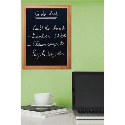 Wall-mounted writing board WOODY with marker, 20 x 24 cm, teak