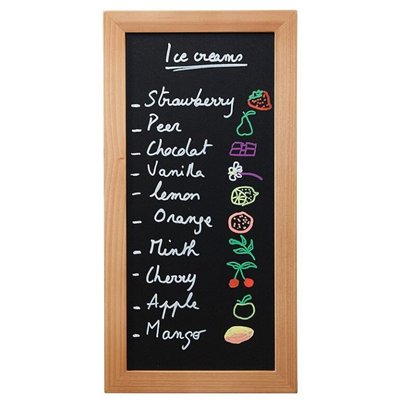 Wall-mounted writing board WOODY with marker, 20 x 40 cm, teak