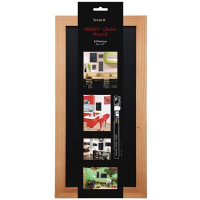 Wall-mounted writing board WOODY with marker, 20 x 40 cm, teak