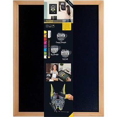 Wall-mounted writing board WOODY with marker, 40 x 60 cm, teak