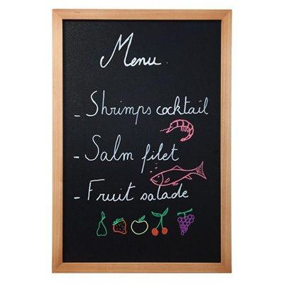 Wall-mounted writing board WOODY with marker, 40 x 60 cm, teak