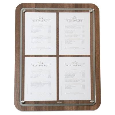 Hardwood board with stainless steel edge, 57 x 75 cm, Walnut