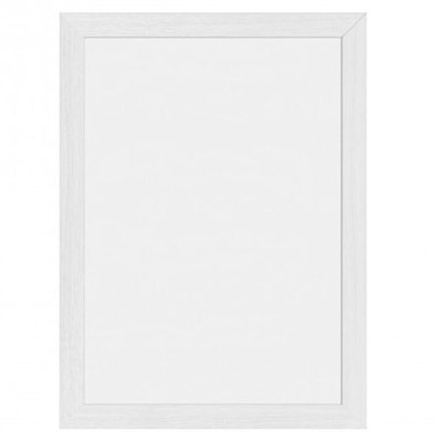 Wall board with wooden frame, lacquered, white, with 1 black and 1 gold label, 40 x 60 cm