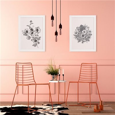 Wall board with wooden frame, lacquered, white, with 1 black and 1 gold label, 40 x 60 cm