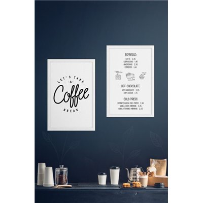 Wall board with wooden frame, lacquered, white, with 1 black and 1 gold label, 40 x 60 cm