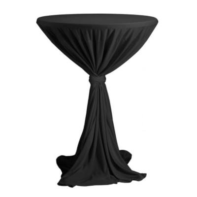 Venice - tablecloth for cocktail table ∅ 80 - 85 cm with ribbon, Black