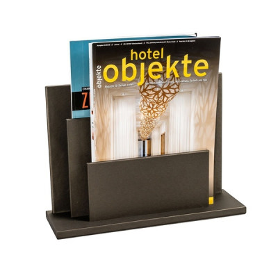 Leather newspaper stand 330 x 230 x 100 mm The Londoner Tradition, brownish gray