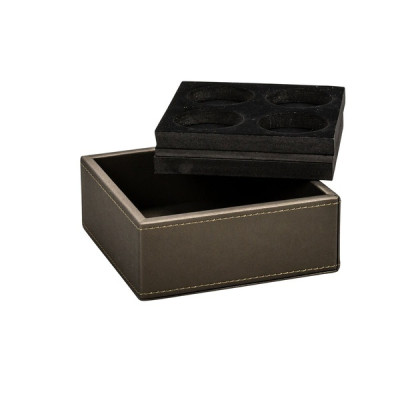 Leather coffee capsule holder 118 x 45 x 118 mm The Londoner Tradition, brownish gray