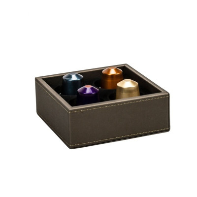 Leather coffee capsule holder 118 x 45 x 118 mm The Londoner Tradition, brownish gray