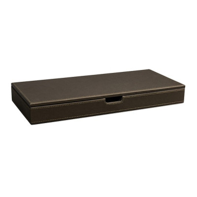 Leather box with lid 350 x 40 x 150 mm The Londoner Tradition, brown gray