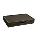 Leather tray with drawer 300 x 50 x 200 mm The Londoner Tradition, brownish gray