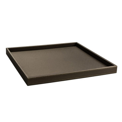 Leather minibar tray 350 x 30 x 350 mm The Londoner Tradition, brownish gray