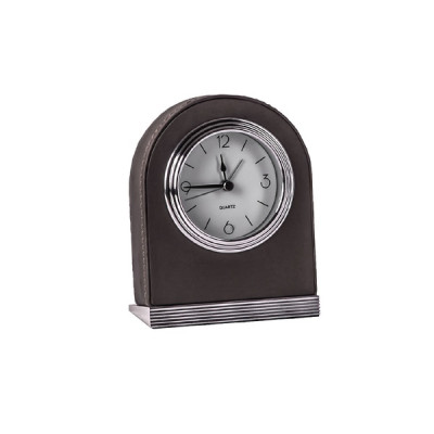 Leather alarm clock 101 x 125 x 46 mm The Londoner Tradition, brownish gray